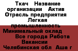 Ткач › Название организации ­ Актив › Отрасль предприятия ­ Легкая промышленность › Минимальный оклад ­ 35 000 - Все города Работа » Вакансии   . Челябинская обл.,Аша г.